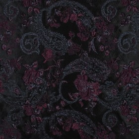 Aubergine and Black Luxury Paisley Metallic Brocade Aubergine and Black Luxury Paisley Metallic Brocade