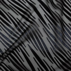 Black and Metallic Navy Luxury Tiger Striped Burnout Brocade Black and Metallic Navy Luxury Tiger Striped Burnout Brocade