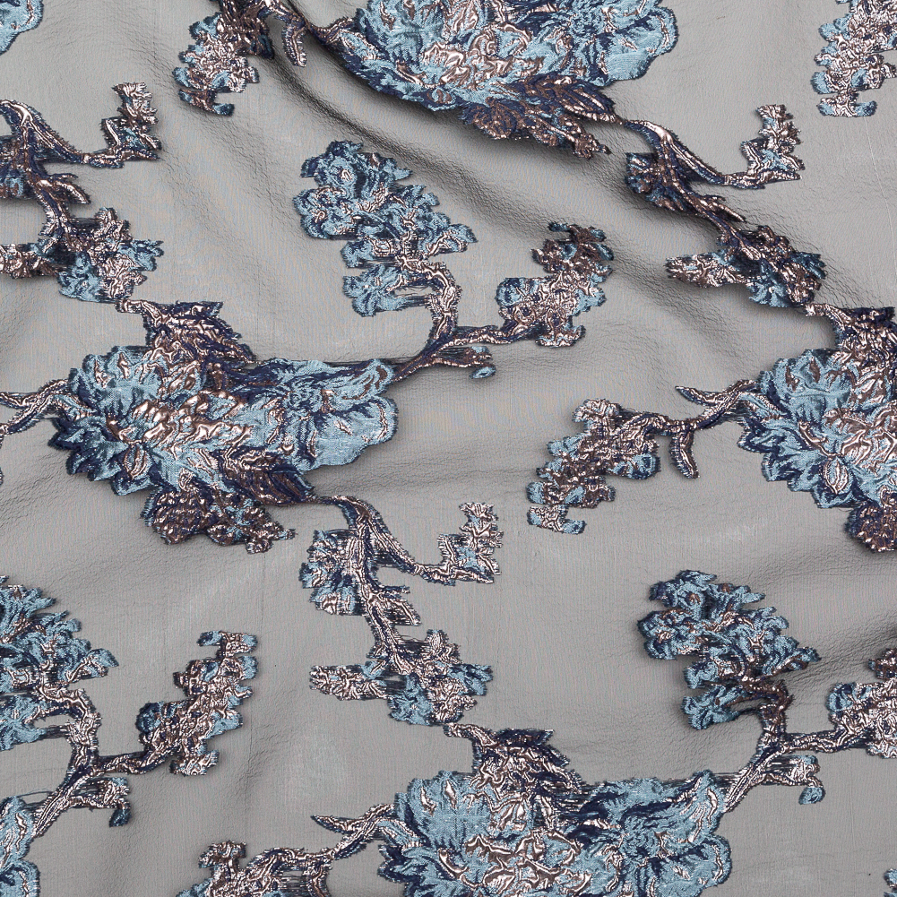 Metallic Blue Granite and Rose Gold Luxury Abstract Burnout Brocade Metallic Blue Granite and Rose Gold Luxury Abstract Burnout Brocade