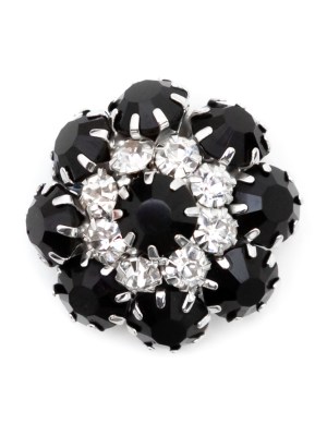 Italian Silver, Black and Crystal Rhinestone Button – 40L/25mm Italian Silver, Black and Crystal Rhinestone Button – 40L/25mm