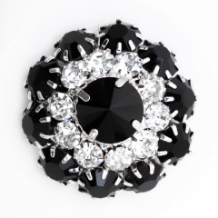 Italian Silver, Black and Crystal Rhinestone Button – 50L/32mm Italian Silver, Black and Crystal Rhinestone Button – 50L/32mm