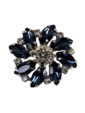 Italian Silver, Navy and Crystal Rhinestone Button – 40L/25.5mm Italian Silver, Navy and Crystal Rhinestone Button – 40L/25.5mm