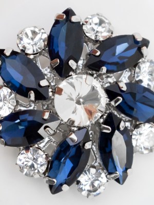 Italian Silver, Navy and Crystal Rhinestone Button – 58L/37mm Italian Silver, Navy and Crystal Rhinestone Button – 58L/37mm