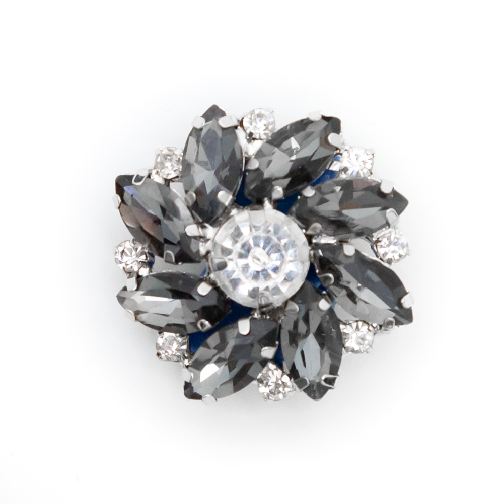 Italian Silver, Gunmetal and Crystal Rhinestone Button – 40L/25.5mm Italian Silver, Gunmetal and Crystal Rhinestone Button – 40L/25.5mm