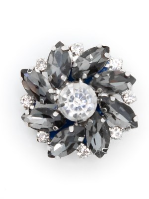 Italian Silver, Gunmetal and Crystal Rhinestone Button – 40L/25.5mm Italian Silver, Gunmetal and Crystal Rhinestone Button – 40L/25.5mm