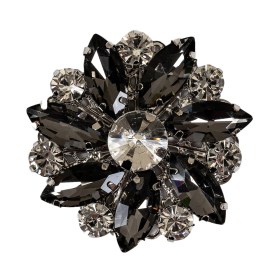 Italian Silver, Gunmetal and Crystal Rhinestone Button – 58L/37mm Italian Silver, Gunmetal and Crystal Rhinestone Button – 58L/37mm