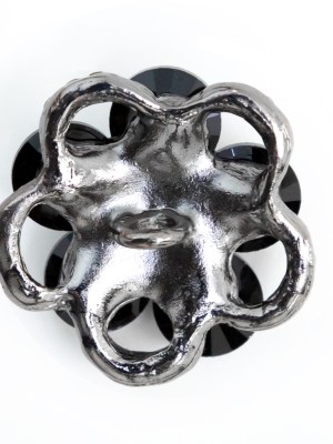 Italian Gunmetal, Black and Crystal Rhinestone Button – 48L/30.5mm Italian Gunmetal, Black and Crystal Rhinestone Button – 48L/30.5mm