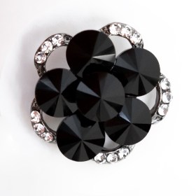 Italian Gunmetal, Black and Crystal Rhinestone Button – 48L/30.5mm Italian Gunmetal, Black and Crystal Rhinestone Button – 48L/30.5mm
