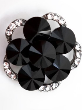 Italian Gunmetal, Black and Crystal Rhinestone Button – 48L/30.5mm Italian Gunmetal, Black and Crystal Rhinestone Button – 48L/30.5mm