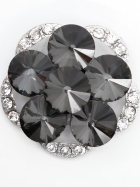 Italian Silver, Gunmetal and Crystal Rhinestone Button – 48L/30.5mm Italian Silver, Gunmetal and Crystal Rhinestone Button – 48L/30.5mm