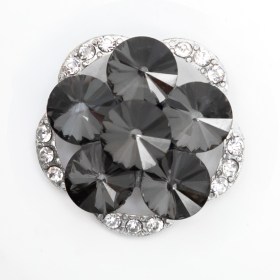 Italian Silver, Gunmetal and Crystal Rhinestone Button – 48L/30.5mm Italian Silver, Gunmetal and Crystal Rhinestone Button – 48L/30.5mm