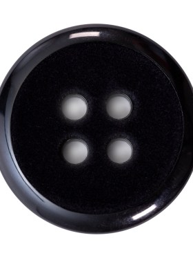 Italian Black 4-Hole Velvet-Faced Plastic Button – 54L/34mm Italian Black 4-Hole Velvet-Faced Plastic Button – 54L/34mm