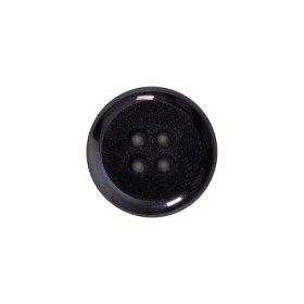 Italian Black 4-Hole Velvet-Faced Plastic Button – 28L/18mm Italian Black 4-Hole Velvet-Faced Plastic Button – 28L/18mm