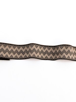 Italian Beige and Black Zig Zag Jacquard Ribbon – 1.5″ Italian Beige and Black Zig Zag Jacquard Ribbon – 1.5″