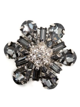 Italian Silver, Gunmetal and Crystal Rhinestone Button – 52L/33mm Italian Silver, Gunmetal and Crystal Rhinestone Button – 52L/33mm