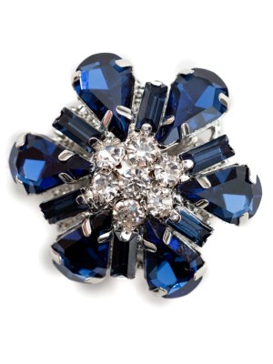 Italian Silver, Navy and Crystal Rhinestone Button – 52L/33mm Italian Silver, Navy and Crystal Rhinestone Button – 52L/33mm