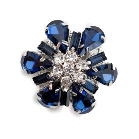 Italian Silver, Navy and Crystal Rhinestone Button – 52L/33mm Italian Silver, Navy and Crystal Rhinestone Button – 52L/33mm