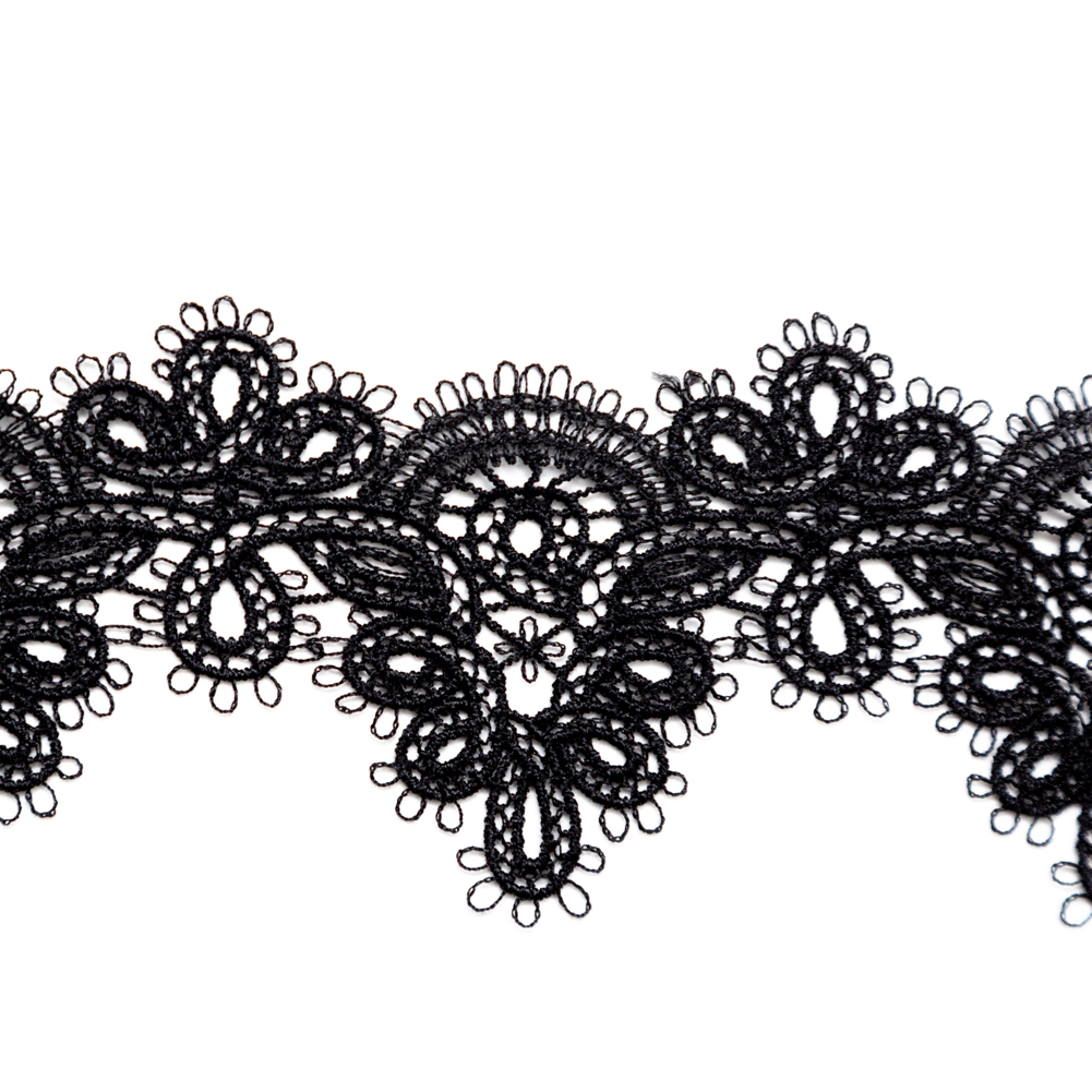 Fancy Black Venise Lace Trim – 2″ Fancy Black Venise Lace Trim – 2″