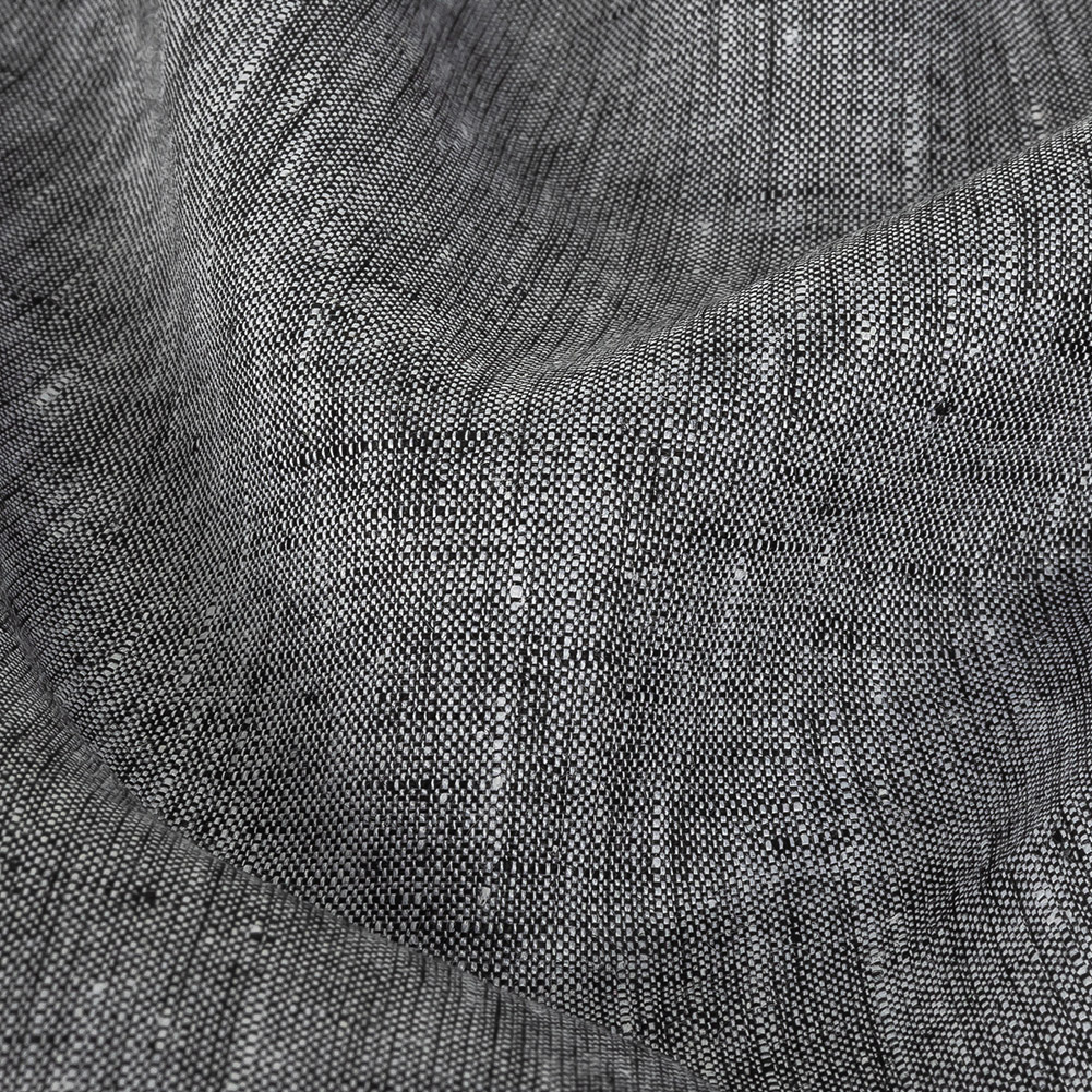Lightweight Linen Chambray - Heathered Black - Minerva Collection