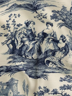 Victoria Sapphire Blue Toile Printed Cotton Canvas Victoria Sapphire Blue Toile Printed Cotton Canvas
