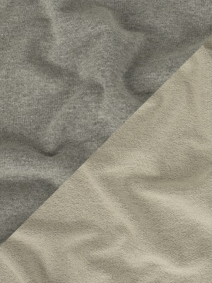 Cotton French Terry Knit – Heathered Gray and Lily White – Elida Collection Cotton French Terry Knit – Heathered Gray and Lily White – Elida Collection