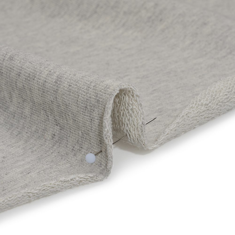 Cotton French Terry Knit - Heathered Moonbeam, Quarry, and Turtledove - Elida Collection