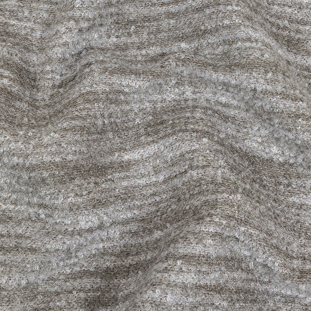 Pebble Striated Acrylic and Cotton Boucle with Tan Woven Backing Pebble Striated Acrylic and Cotton Boucle with Tan Woven Backing