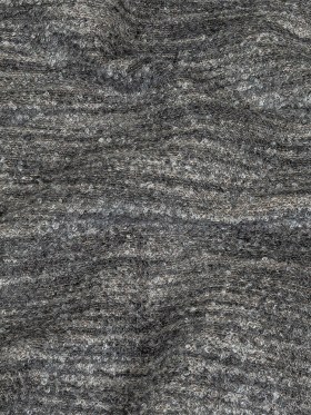 Graphite Striated Acrylic and Cotton Boucle with Tan Woven Backing Graphite Striated Acrylic and Cotton Boucle with Tan Woven Backing