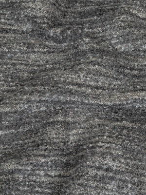 Graphite Striated Acrylic and Cotton Boucle with Tan Woven Backing Graphite Striated Acrylic and Cotton Boucle with Tan Woven Backing