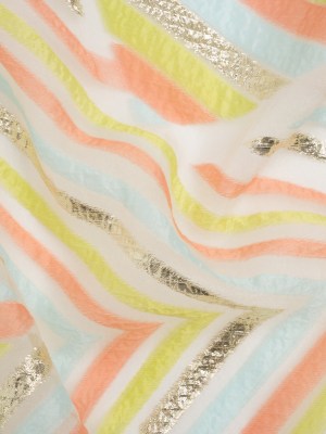 Metallic Gold, Coral and Lime Chevrons and Arrows Luxury Burnout Brocade Metallic Gold, Coral and Lime Chevrons and Arrows Luxury Burnout Brocade