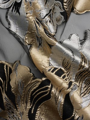 Metallic Gold, Silver and Black Fantastic Flowers Luxury Burnout Brocade Metallic Gold, Silver and Black Fantastic Flowers Luxury Burnout Brocade