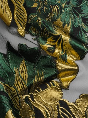 Metallic Forest, Gold and Black Fantastic Flowers Luxury Burnout Brocade Metallic Forest, Gold and Black Fantastic Flowers Luxury Burnout Brocade