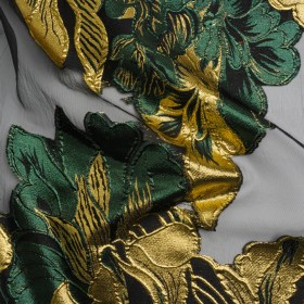 Metallic Forest, Gold and Black Fantastic Flowers Luxury Burnout Brocade Metallic Forest, Gold and Black Fantastic Flowers Luxury Burnout Brocade