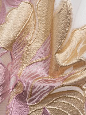 Metallic Pink, Gold and White Fantastic Flowers Luxury Burnout Brocade Metallic Pink, Gold and White Fantastic Flowers Luxury Burnout Brocade