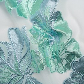 Metallic Aqua, Sky Blue and Off White Fantastic Flowers Luxury Burnout Brocade Metallic Aqua, Sky Blue and Off White Fantastic Flowers Luxury Burnout Brocade