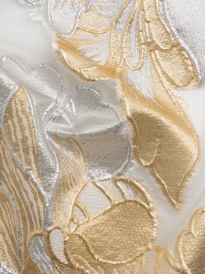 Metallic Gold, Silver and White Fantastic Flowers Luxury Burnout Brocade Metallic Gold, Silver and White Fantastic Flowers Luxury Burnout Brocade
