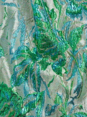 Metallic Green, Blue and Pale Gold Radiant Roses Luxury Brocade Metallic Green, Blue and Pale Gold Radiant Roses Luxury Brocade