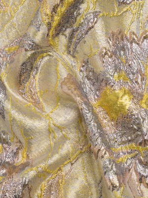 Metallic Pale Blue, Yellow and Rose Gold Radiant Roses Luxury Brocade Metallic Pale Blue, Yellow and Rose Gold Radiant Roses Luxury Brocade