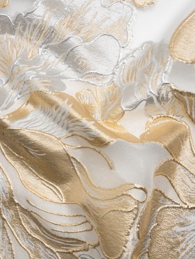 Metallic Gold, Silver and White Floral Luxury Burnout Brocade Panel Metallic Gold, Silver and White Floral Luxury Burnout Brocade Panel