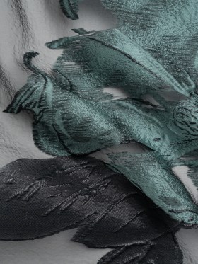 Metallic Black and Steel Blue Big Florals Luxury Burnout Brocade Metallic Black and Steel Blue Big Florals Luxury Burnout Brocade