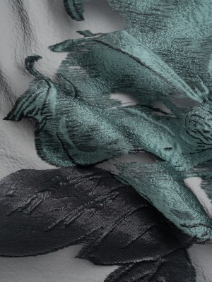 Metallic Black and Steel Blue Big Florals Luxury Burnout Brocade Metallic Black and Steel Blue Big Florals Luxury Burnout Brocade