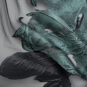 Metallic Black and Steel Blue Big Florals Luxury Burnout Brocade Metallic Black and Steel Blue Big Florals Luxury Burnout Brocade