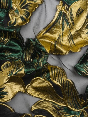 Metallic Forest, Gold and Black Floral Luxury Burnout Brocade Panel Metallic Forest, Gold and Black Floral Luxury Burnout Brocade Panel