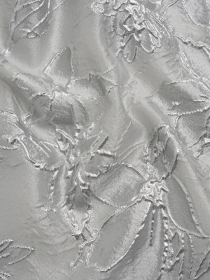 Metallic Silver and Gray Floating Flowers Luxury Burnout Brocade Metallic Silver and Gray Floating Flowers Luxury Burnout Brocade