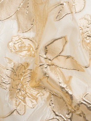 Metallic Gold and Gilded Beige Floating Flowers Luxury Burnout Brocade Metallic Gold and Gilded Beige Floating Flowers Luxury Burnout Brocade