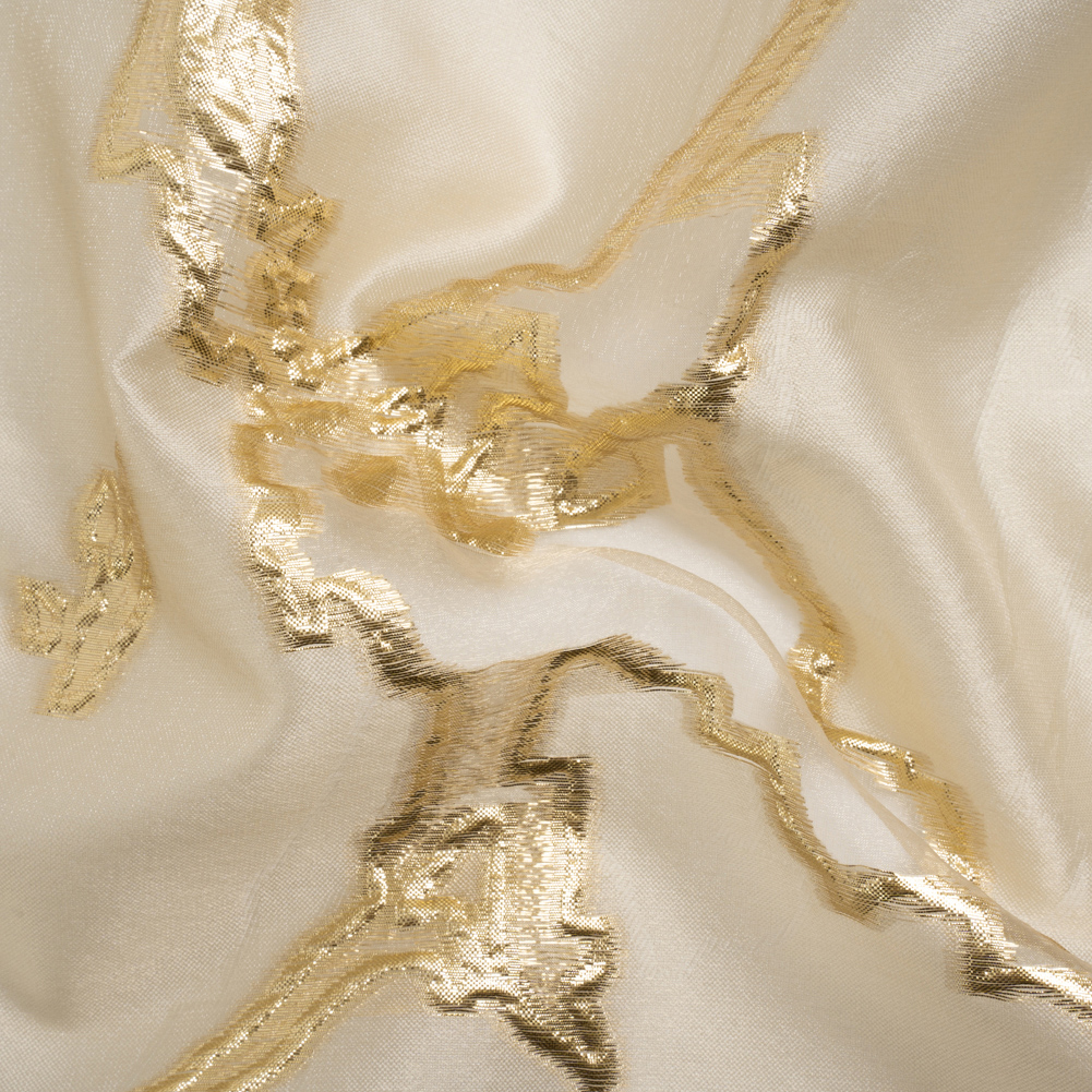 Metallic Gold and Gilded Beige Abstract Embers Luxury Burnout Brocade Metallic Gold and Gilded Beige Abstract Embers Luxury Burnout Brocade