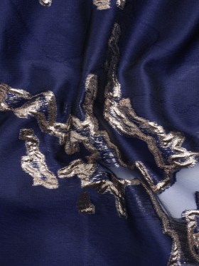 Metallic Silver and Navy Abstract Embers Luxury Burnout Brocade Metallic Silver and Navy Abstract Embers Luxury Burnout Brocade