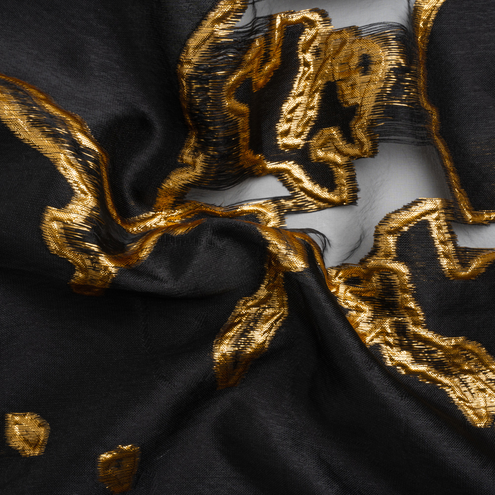 Metallic Gold and Black Abstract Embers Luxury Burnout Brocade Metallic Gold and Black Abstract Embers Luxury Burnout Brocade