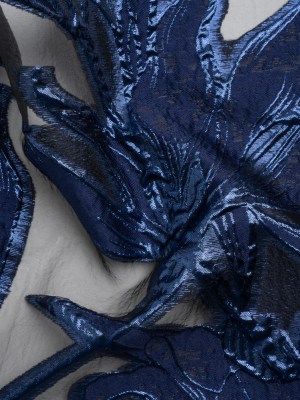 Metallic Navy and Black Twirling Tulips Luxury Burnout Brocade Metallic Navy and Black Twirling Tulips Luxury Burnout Brocade