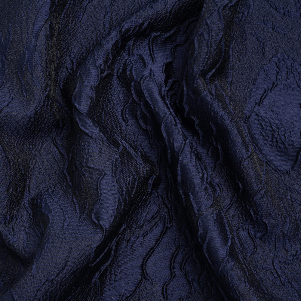 Luminous Navy Crinkled Luxury Brocade Luminous Navy Crinkled Luxury Brocade